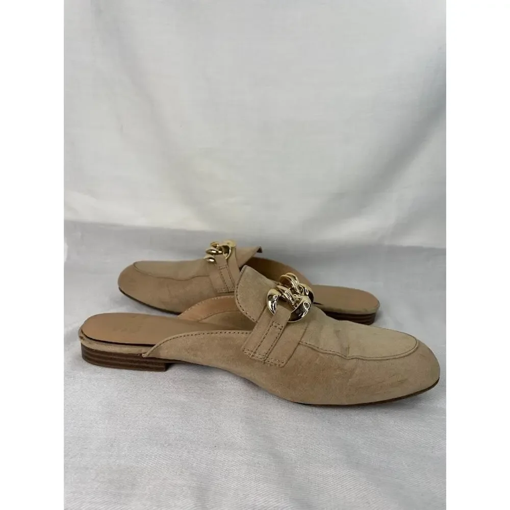 Faux Suede Loafers Womens 10 Slip on Camel Tan Dress Shoes Penny Loafer Flats